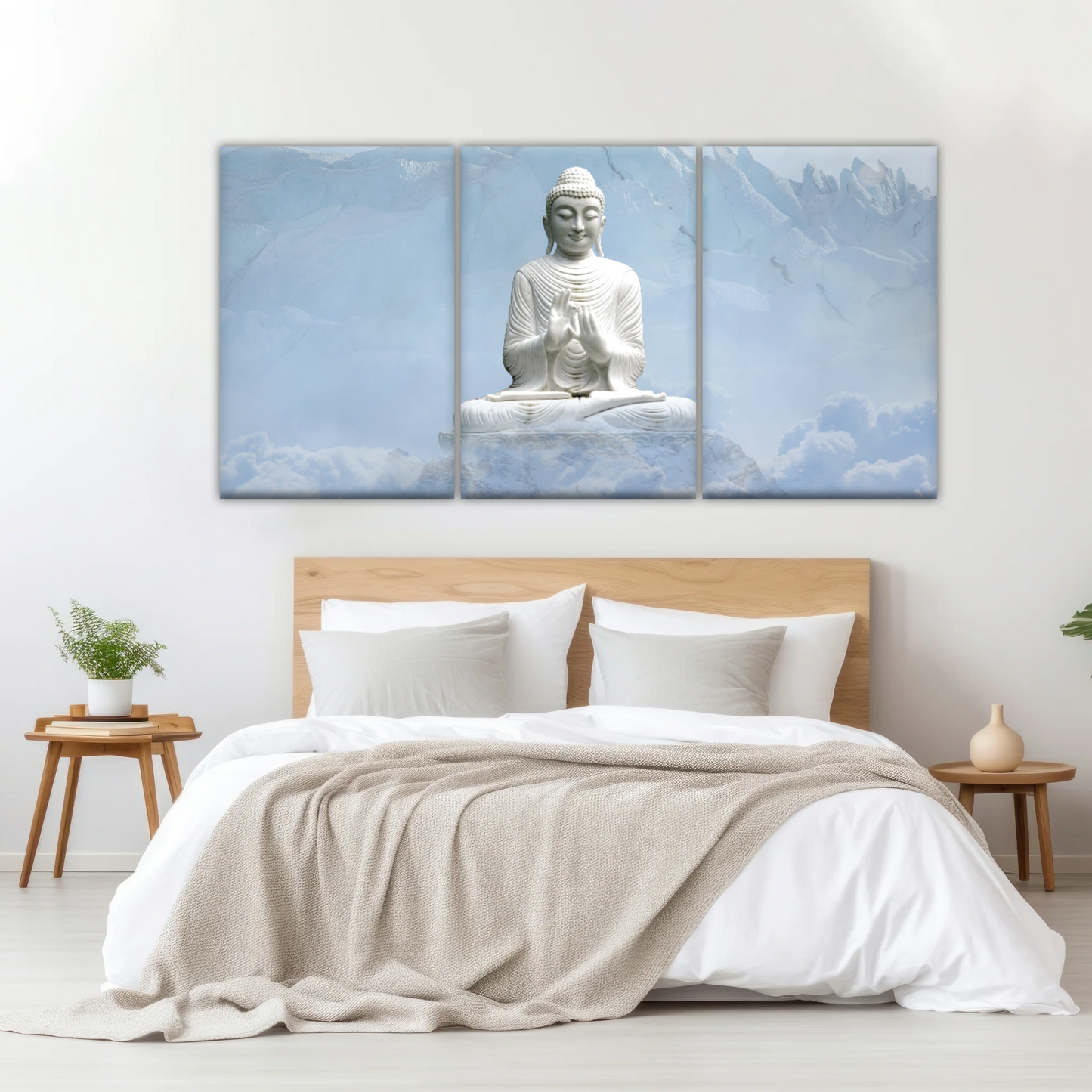 Sculpture of Sakyamuni Buddha Under the Snow-capped Mountains Wall Art