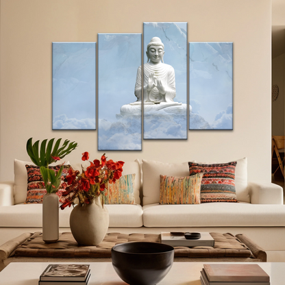 Sculpture of Sakyamuni Buddha Under the Snow-capped Mountains Wall Art
