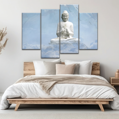 Sculpture of Sakyamuni Buddha Under the Snow-capped Mountains Wall Art