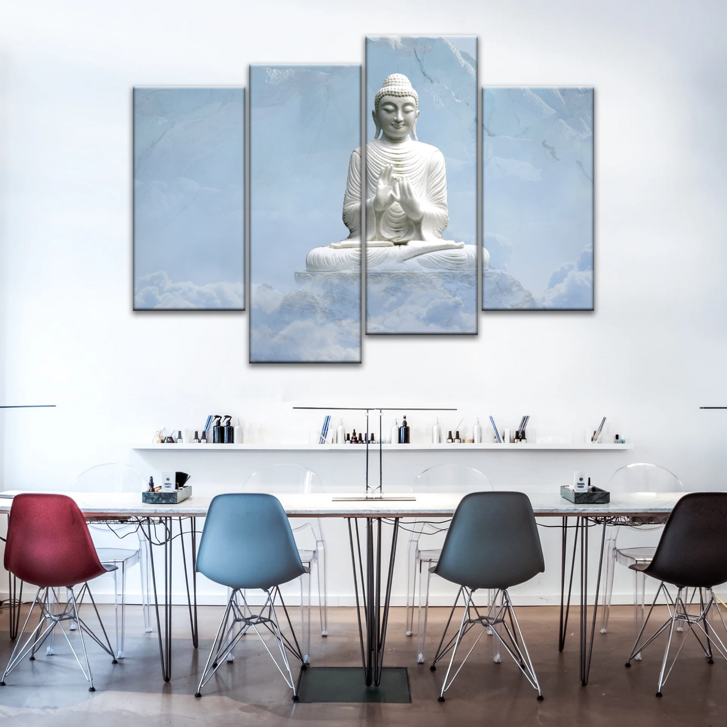 Sculpture of Sakyamuni Buddha Under the Snow-capped Mountains Wall Art