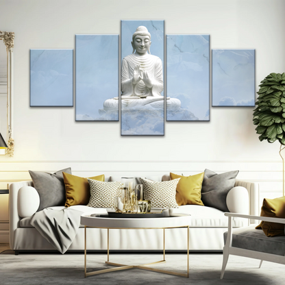 Sculpture of Sakyamuni Buddha Under the Snow-capped Mountains Wall Art