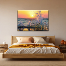 Load image into Gallery viewer, Sea Waves Splashing at Sunset Canvas Photo Prints
