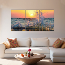 Load image into Gallery viewer, Sea Waves Splashing at Sunset Canvas Photo Prints