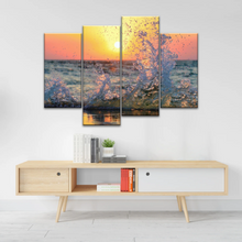 Load image into Gallery viewer, Sea Waves Splashing at Sunset Canvas Photo Prints