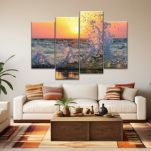 Load image into Gallery viewer, Sea Waves Splashing at Sunset Canvas Photo Prints
