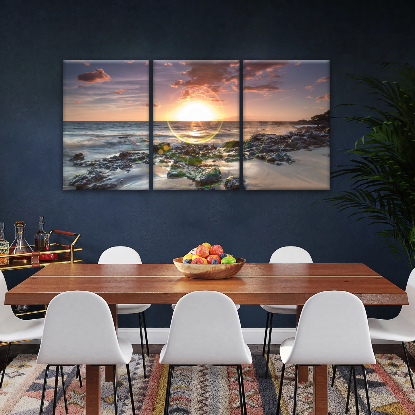 Seashore The Sun Rises From The Sea Level Photo Printing On Canvas