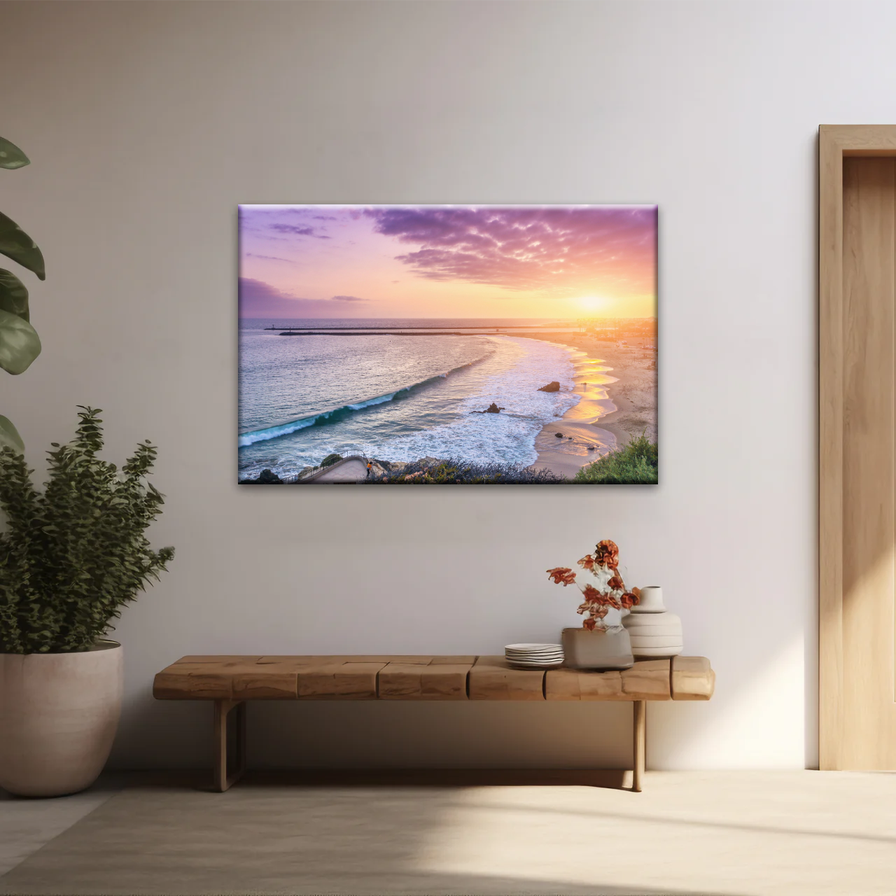 Purple Sky At Seaside Sunset Printing Canvas Photos