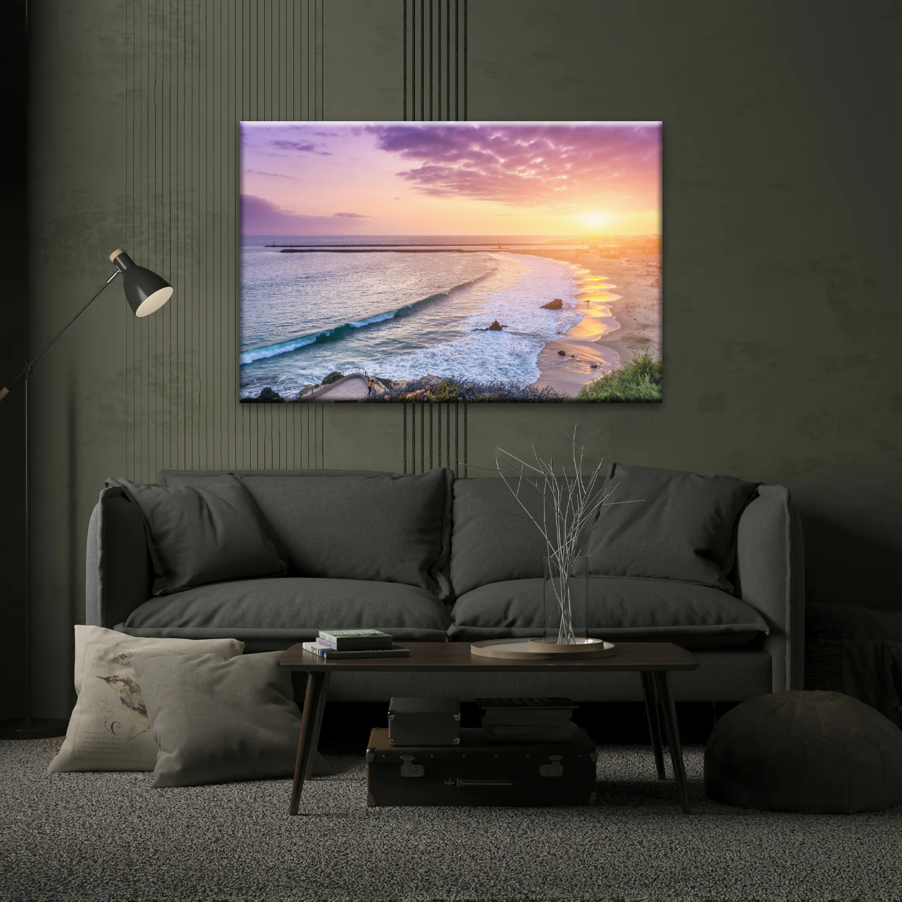 Purple Sky At Seaside Sunset Printing Canvas Photos