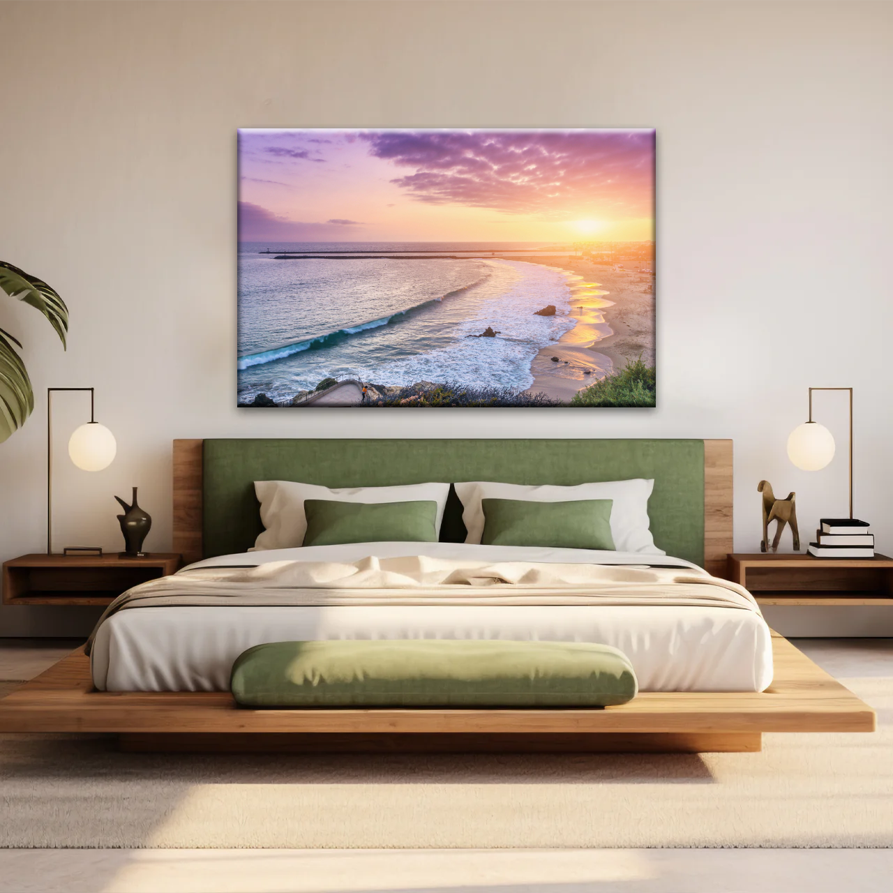 Purple Sky At Seaside Sunset Printing Canvas Photos