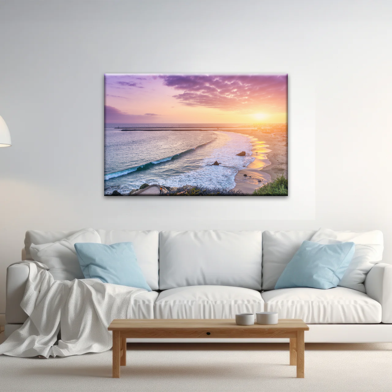 Purple Sky At Seaside Sunset Printing Canvas Photos