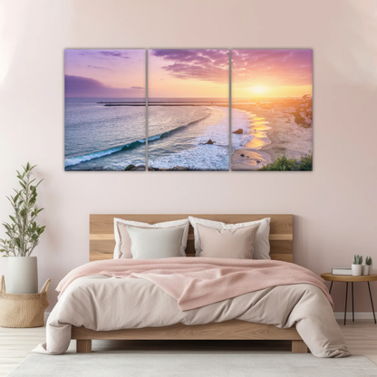 Purple Sky At Seaside Sunset Printing Canvas Photos