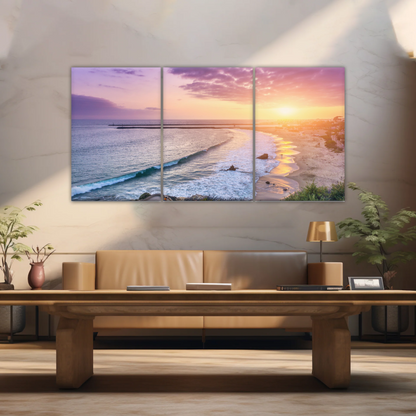 Purple Sky At Seaside Sunset Printing Canvas Photos