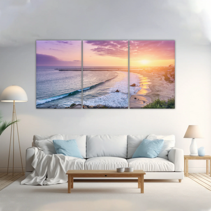 Purple Sky At Seaside Sunset Printing Canvas Photos