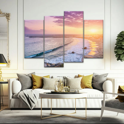 Purple Sky At Seaside Sunset Printing Canvas Photos