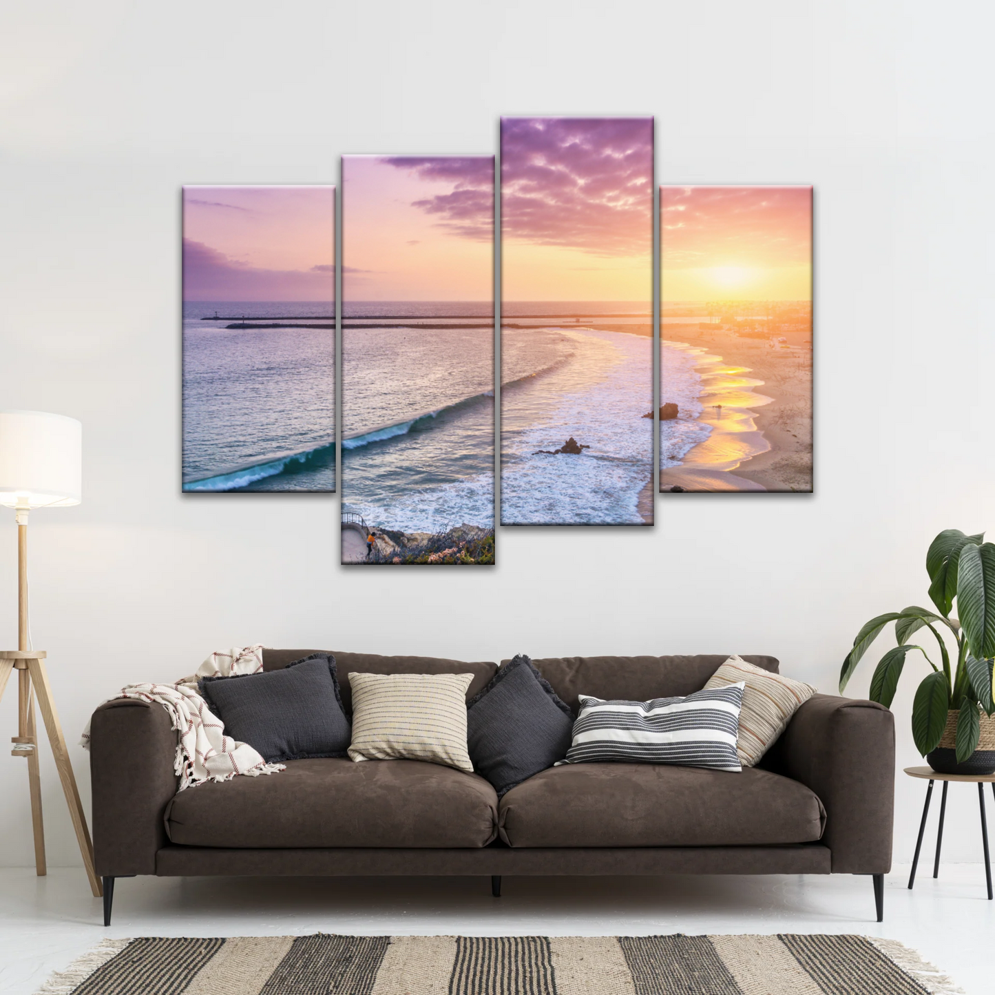 Purple Sky At Seaside Sunset Printing Canvas Photos