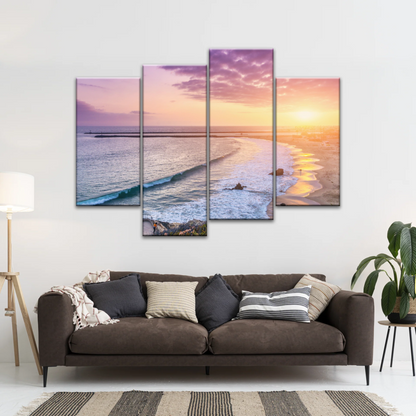 Purple Sky At Seaside Sunset Printing Canvas Photos