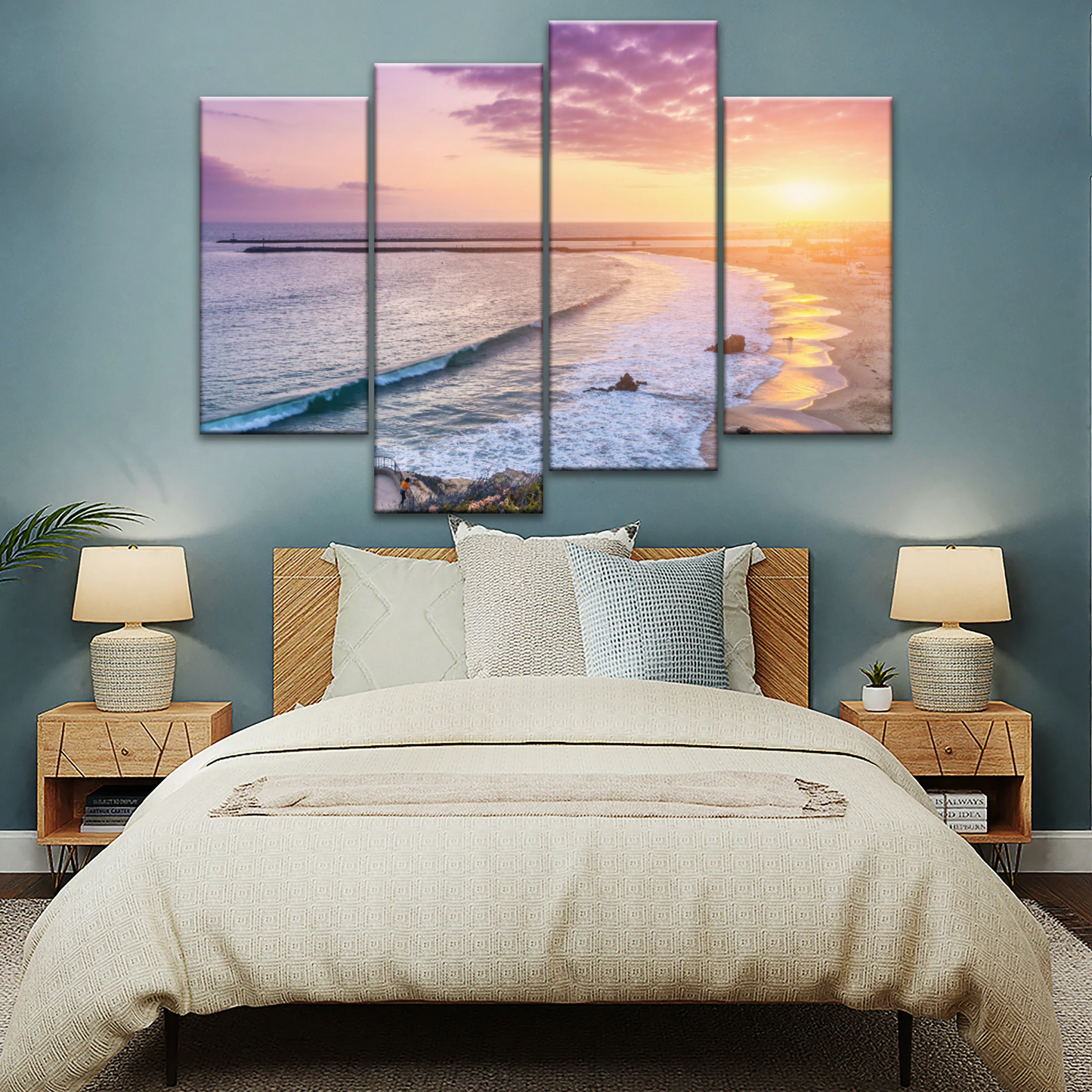 Purple Sky At Seaside Sunset Printing Canvas Photos