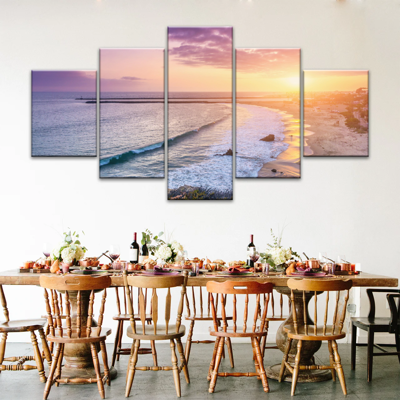 Purple Sky At Seaside Sunset Printing Canvas Photos