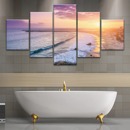 Purple Sky At Seaside Sunset Printing Canvas Photos