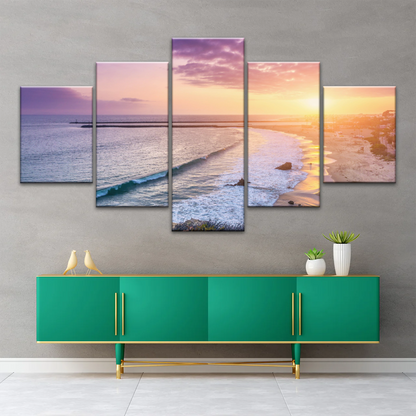 Purple Sky At Seaside Sunset Printing Canvas Photos
