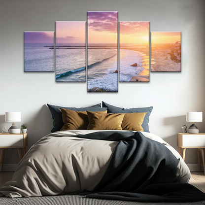 Purple Sky At Seaside Sunset Printing Canvas Photos