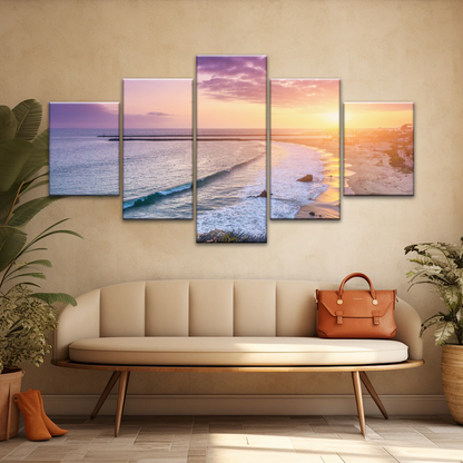 Purple Sky At Seaside Sunset Printing Canvas Photos