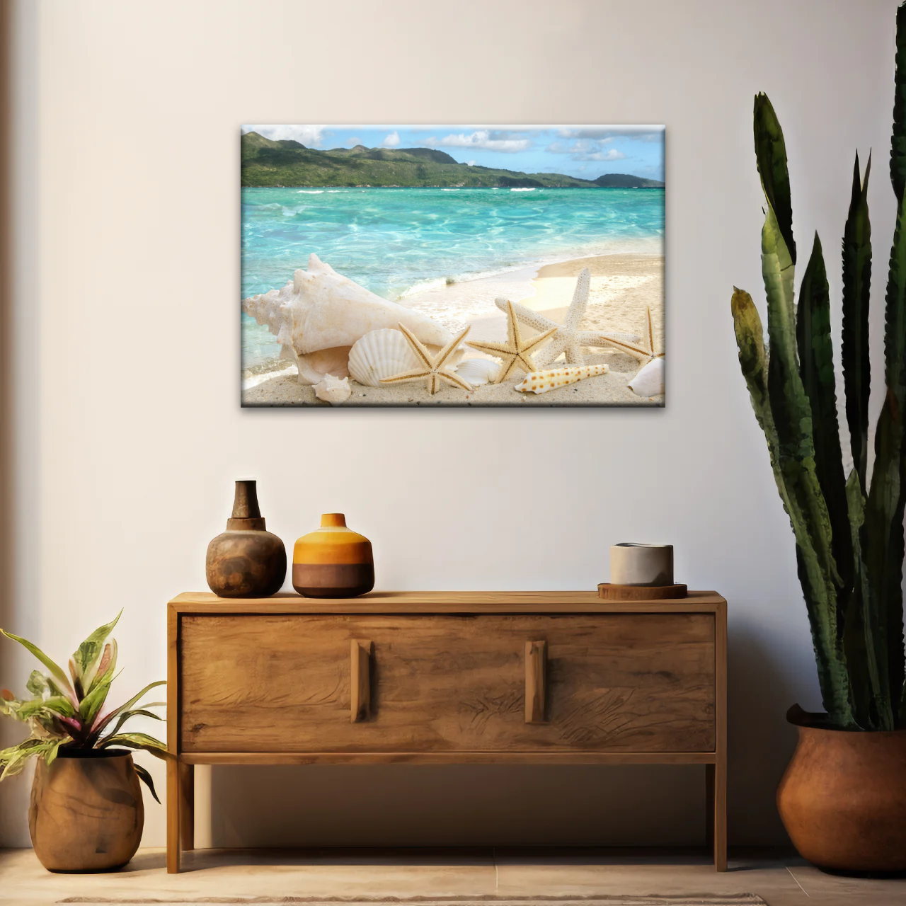 Shells On The Beach Tropical Ocean Landscape Picture Printing Canvas