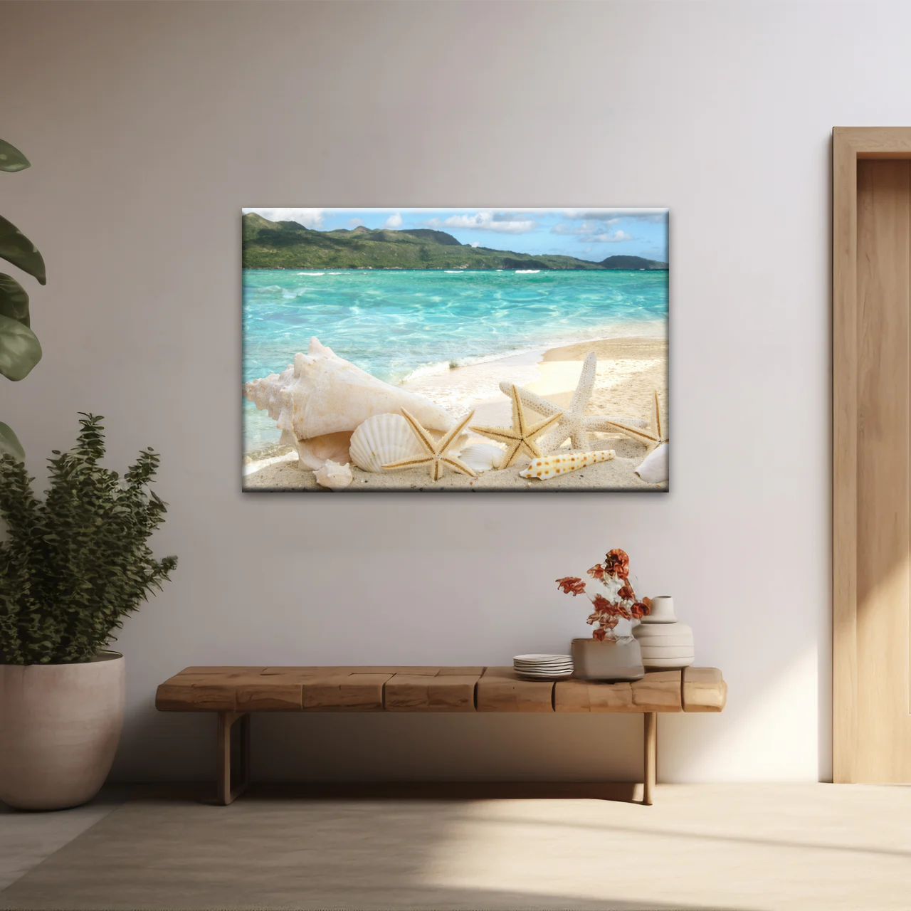 Shells On The Beach Tropical Ocean Landscape Picture Printing Canvas
