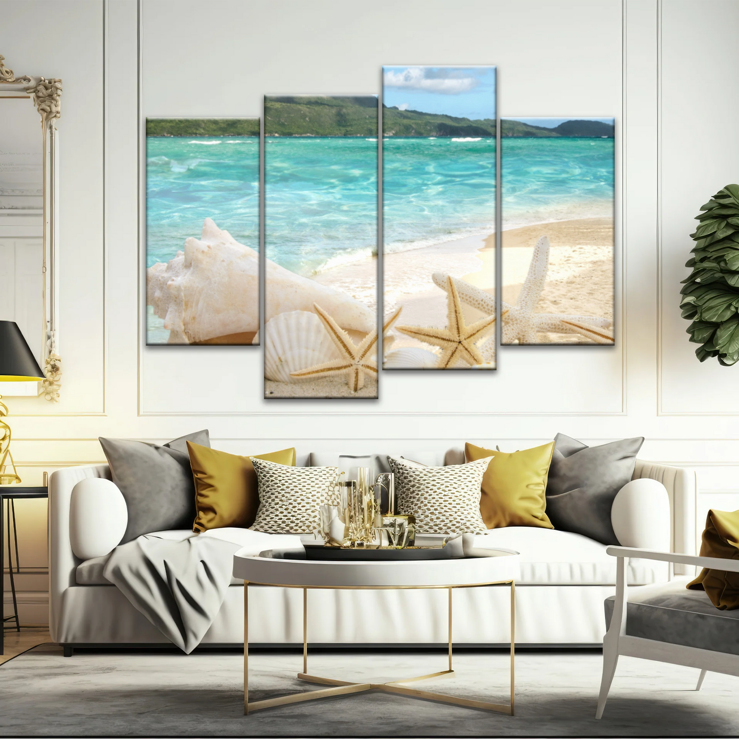 Shells On The Beach Tropical Ocean Landscape Picture Printing Canvas