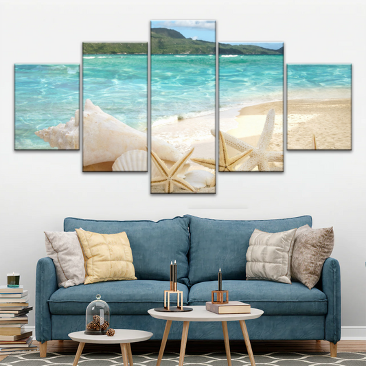 Shells On The Beach Tropical Ocean Landscape Picture Printing Canvas