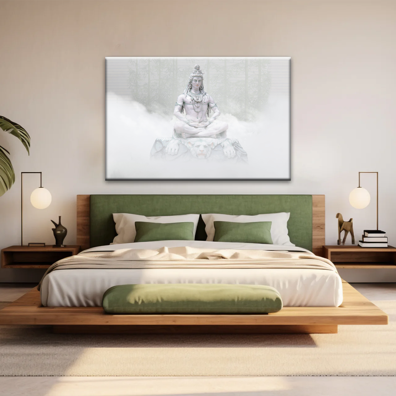 Hindu Deity Statue Shiva in the Mist Canvas Prints Wall Art