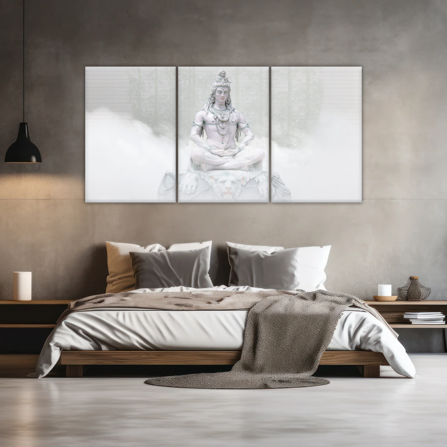 Hindu Deity Statue Shiva in the Mist Canvas Prints Wall Art