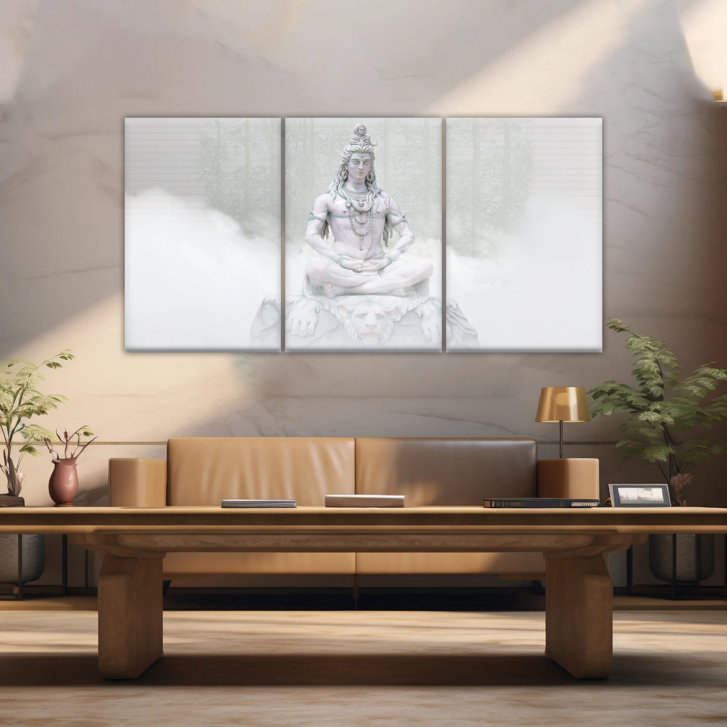 Hindu Deity Statue Shiva in the Mist Canvas Prints Wall Art