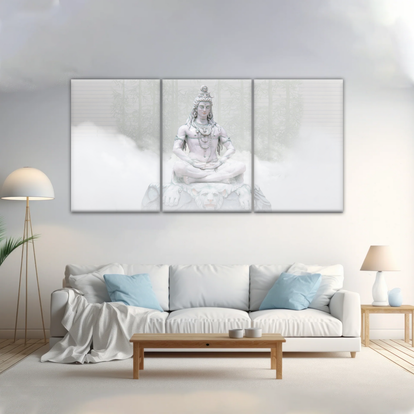 Hindu Deity Statue Shiva in the Mist Canvas Prints Wall Art