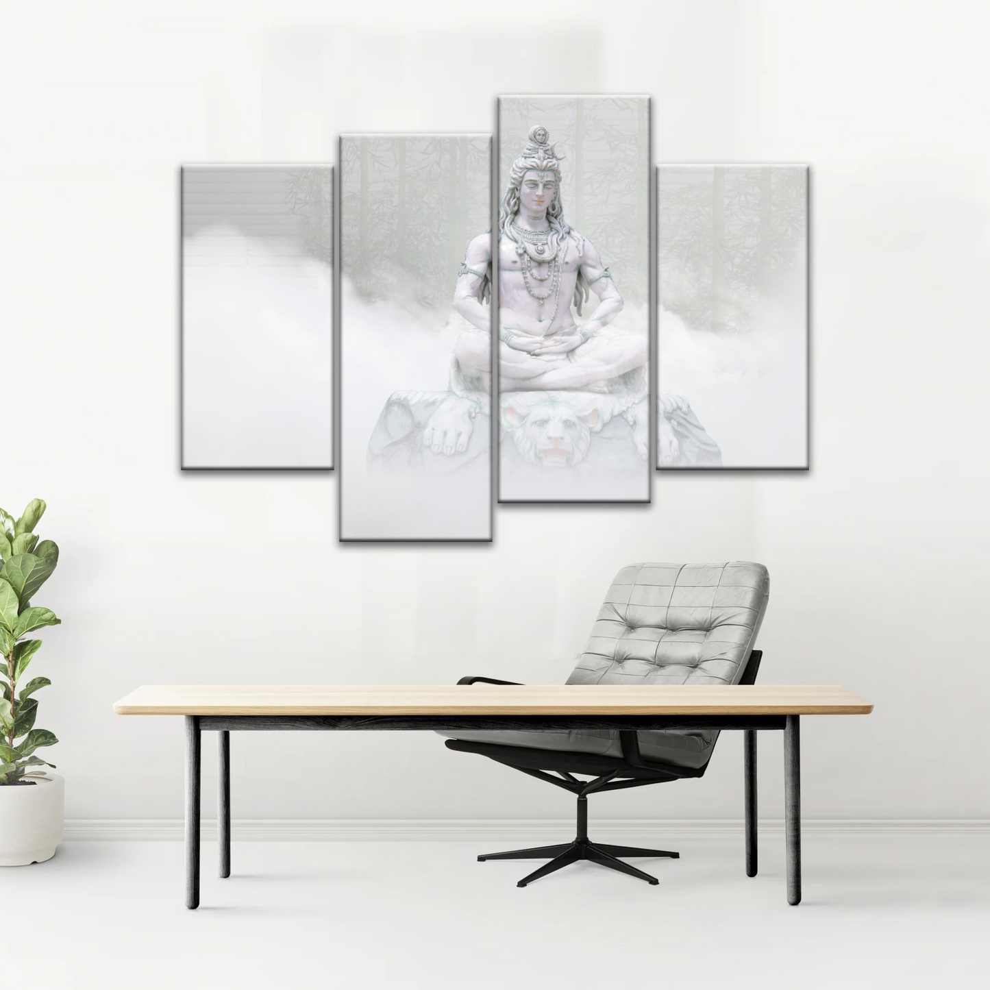 Hindu Deity Statue Shiva in the Mist Canvas Prints Wall Art