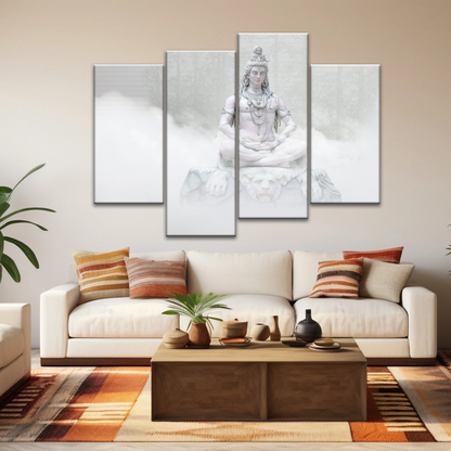Hindu Deity Statue Shiva in the Mist Canvas Prints Wall Art