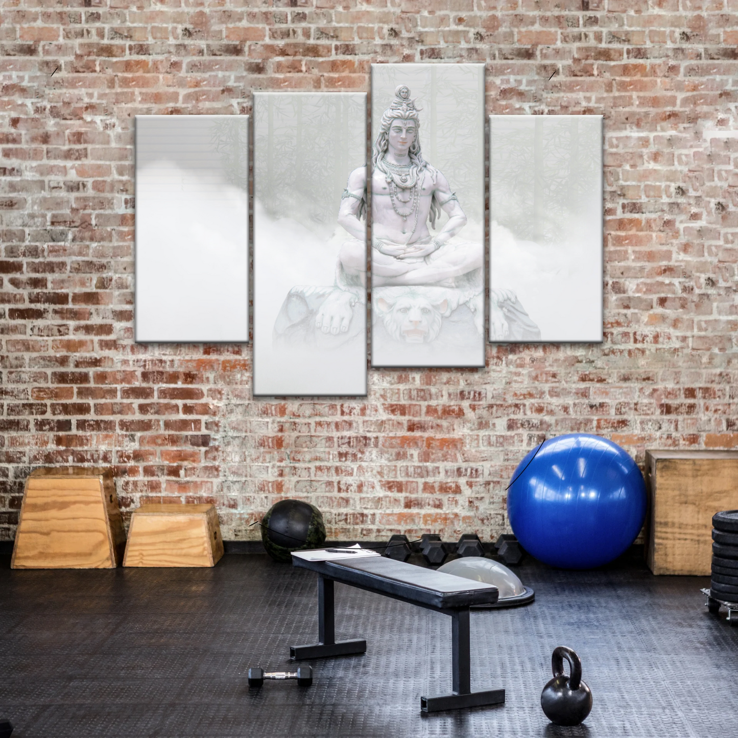 Hindu Deity Statue Shiva in the Mist Canvas Prints Wall Art