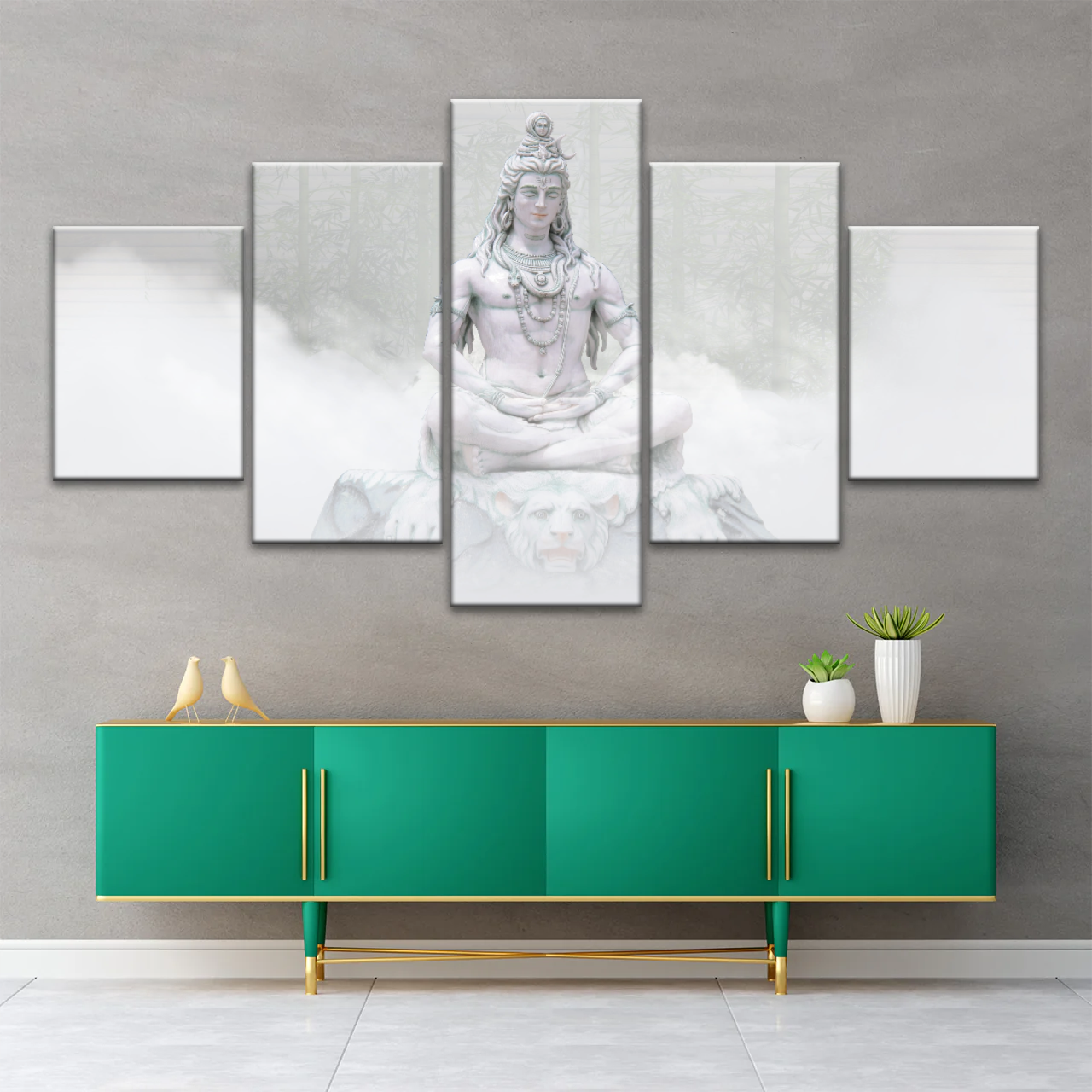Hindu Deity Statue Shiva in the Mist Canvas Prints Wall Art
