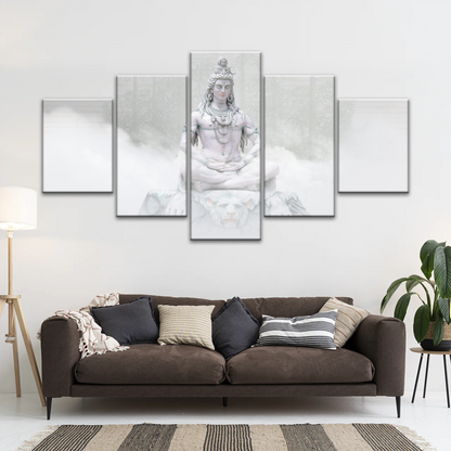 Hindu Deity Statue Shiva in the Mist Canvas Prints Wall Art