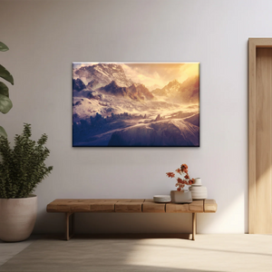 Snow Mountains Under The Golden Sunshine Wall Art Painting