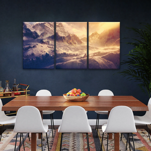 Snow Mountains Under The Golden Sunshine Wall Art Painting