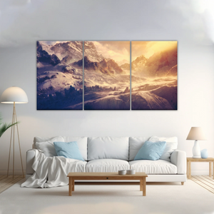 Snow Mountains Under The Golden Sunshine Wall Art Painting