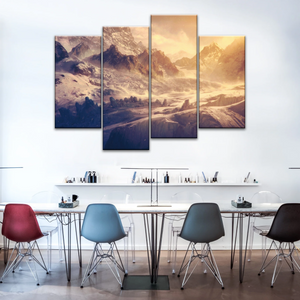 Snow Mountains Under The Golden Sunshine Wall Art Painting