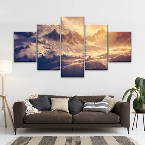 Snow Mountains Under The Golden Sunshine Wall Art Painting