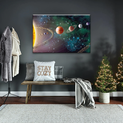 Solar System Universe Sun And Planets Canvas Wall Prints