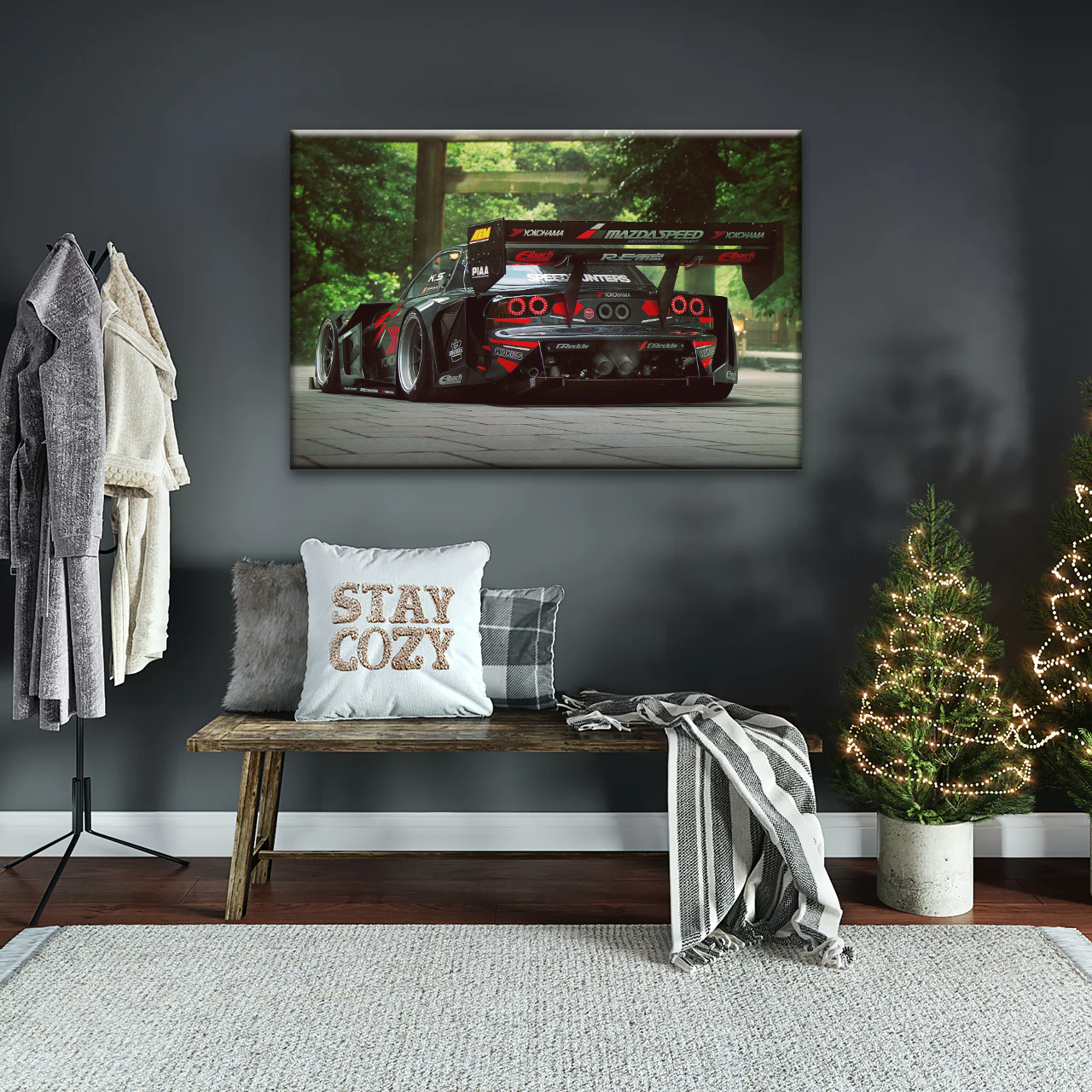 Sports Car Mazda Tuning Black Cars Print On Canvas