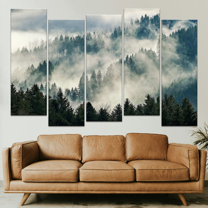 5 Piece Staggered Canvas Art Equal Size