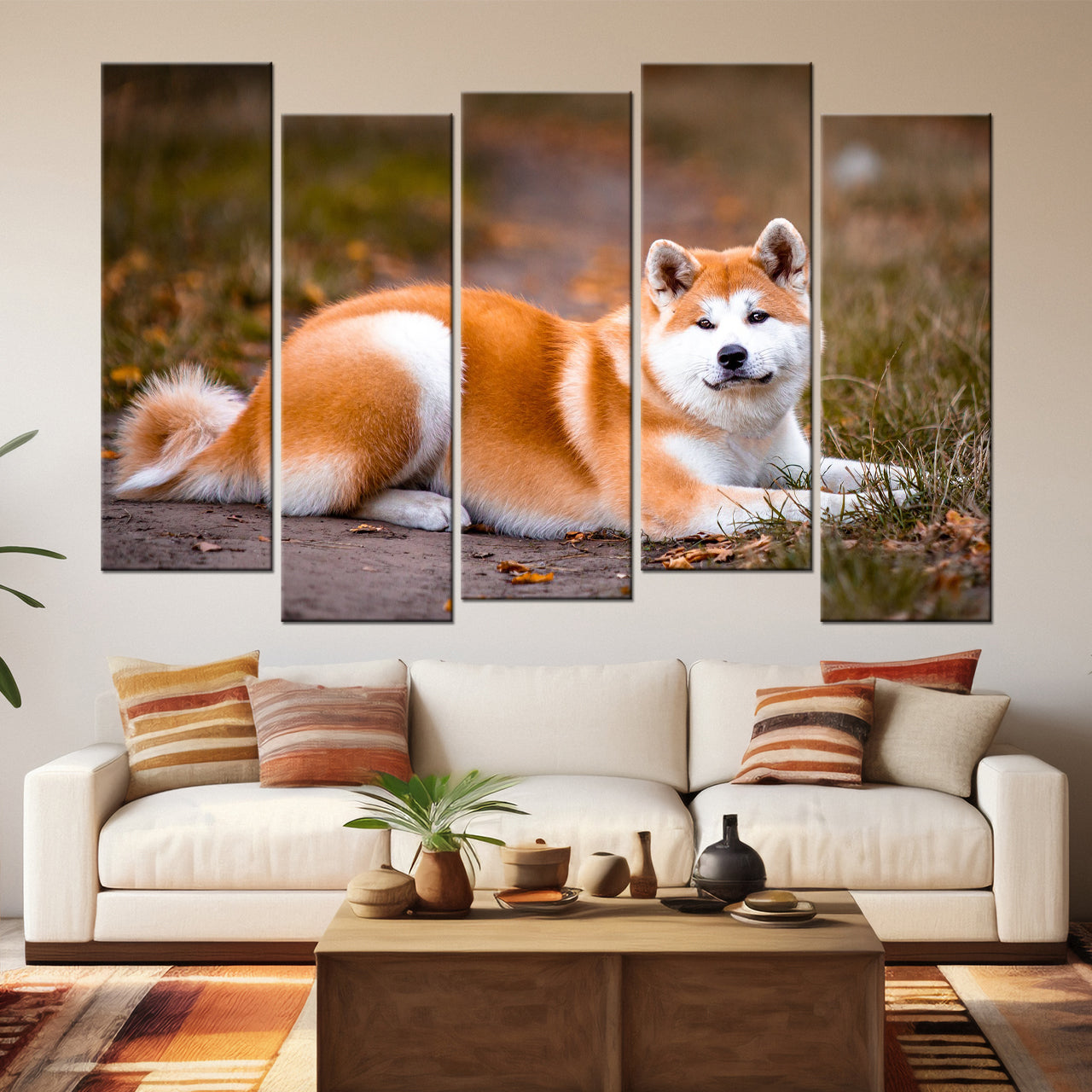 5 Piece Staggered Canvas Art Equal Size