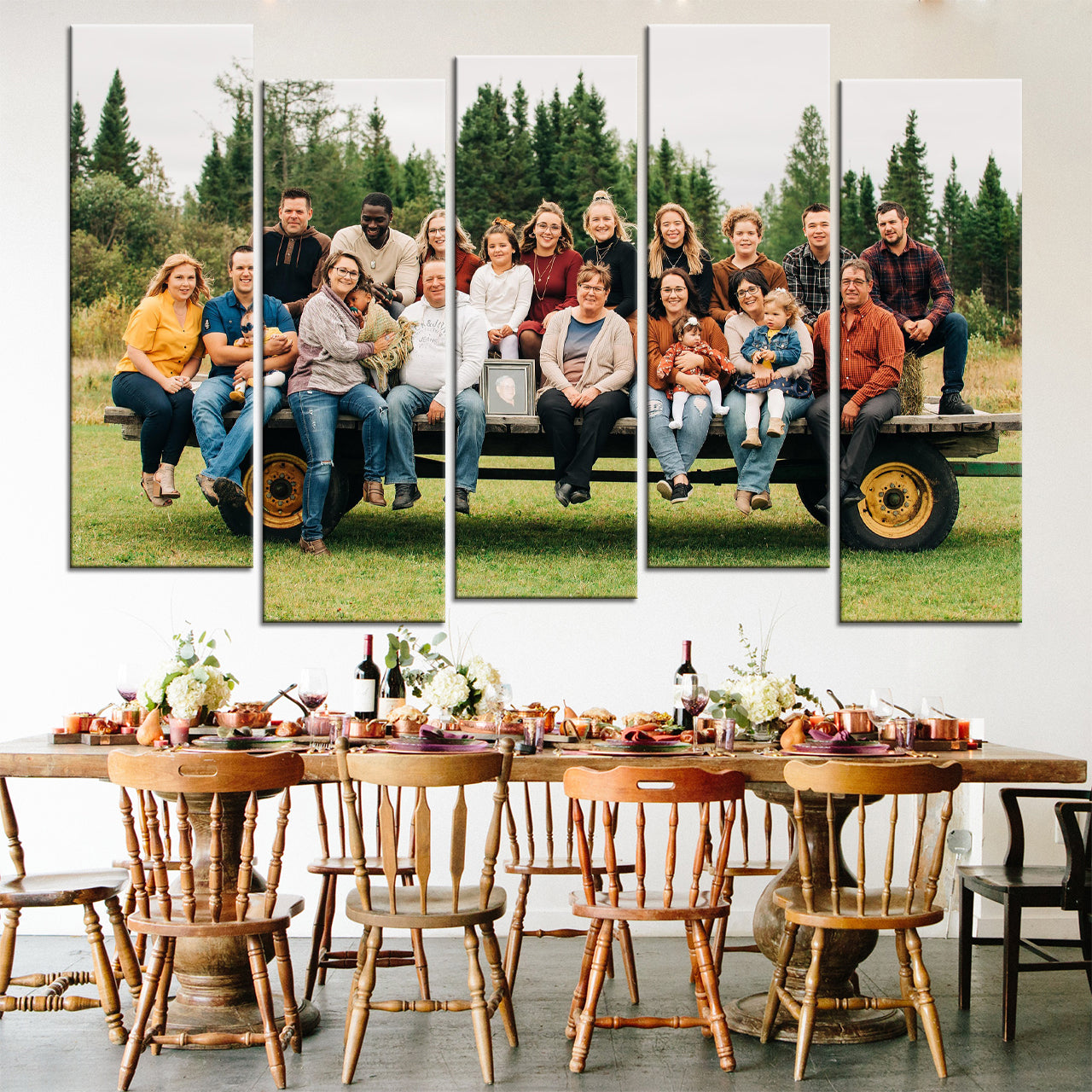 5 Piece Staggered Canvas Art Equal Size