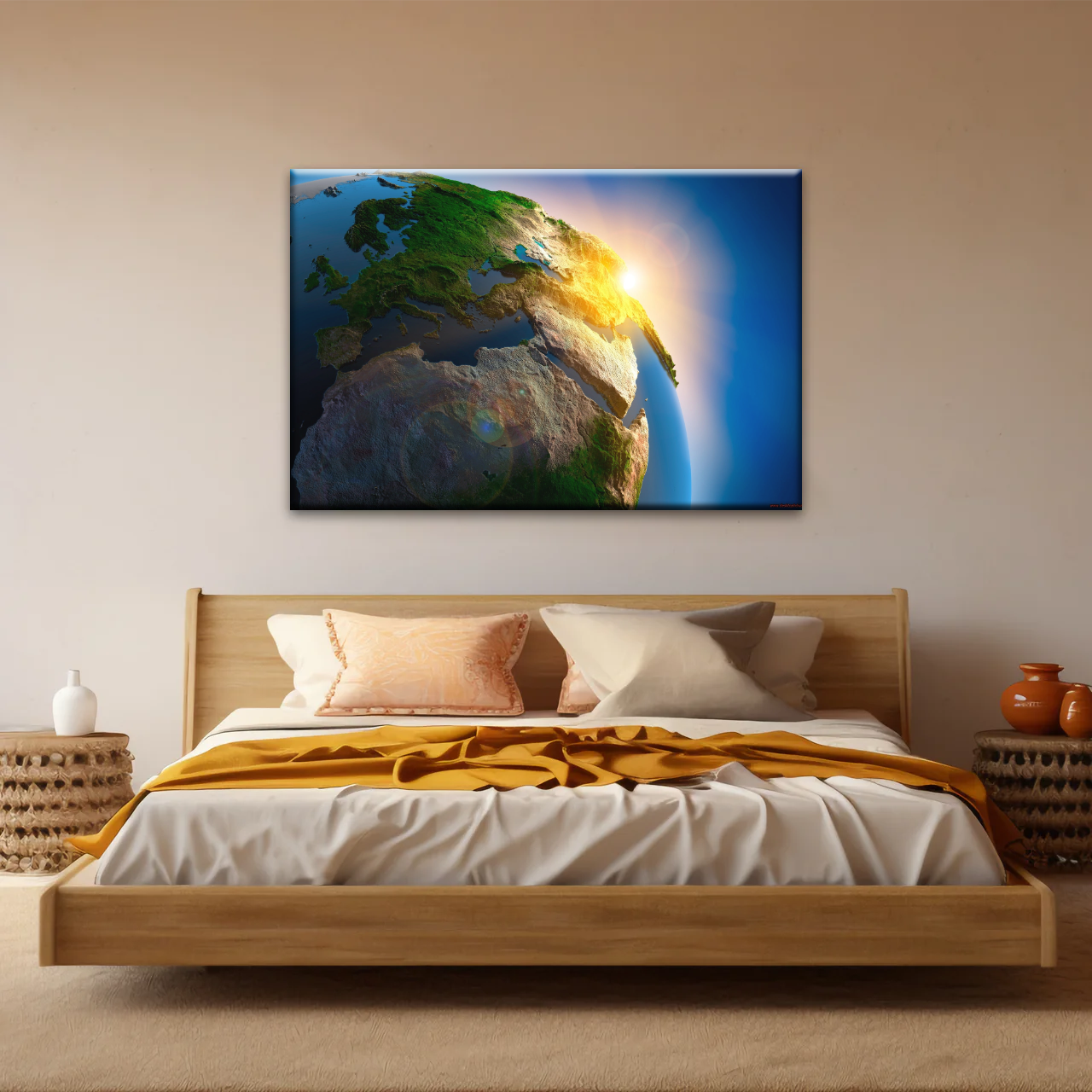 Sunlight Through Earth Planet Photo To Canvas Print